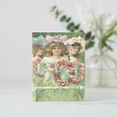 Victorian Girl Wreath Rose Memorial Day Briefkaart (Staand voorkant)