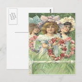 Victorian Girl Wreath Rose Memorial Day Briefkaart (Voorkant / Achterkant)