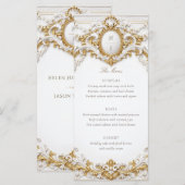 Victorian Gold & White Baroque Frame Wedding Menu (Voorkant / Achterkant)