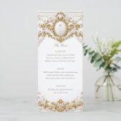 Victorian Gold & White Baroque Frame Wedding Menu (Staand voorkant)
