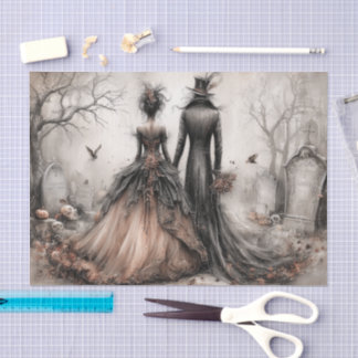 Victorian Gothic Couple Decoupage Tissuepapier