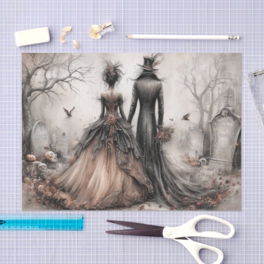 Victorian Gothic Couple Decoupage Tissuepapier (Craft)