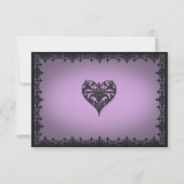 Victorian Gothic Iron Border Purple Wedding QR RSVP Kaartje (Achterkant)