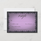Victorian Gothic Iron Border Purple Wedding RSVP Kaartje (Voorkant)