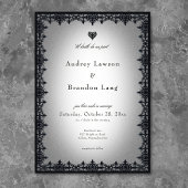 Victorian Gothic Iron Border White Wedding Kaart