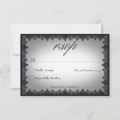 Victorian Gothic Iron Border White Wedding RSVP Kaartje (Voorkant)