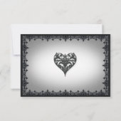 Victorian Gothic Iron Border White Wedding RSVP Kaartje (Achterkant)