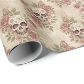 Victorian Gothic Skull & Rose Wrapping Paper Cadeaupapier (Rol Hoek)