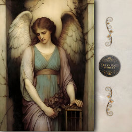 Victorian Guardian Angel Floral Lantern Decoupage Tissuepapier