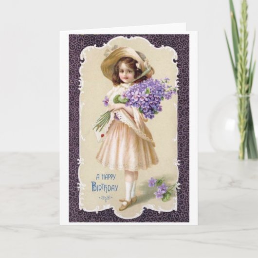 Victorian Happy Birthday Card Kaart (Voorkant)