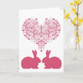 Victorian Hart met Konijnen Wenskaart Kaart (Gele Bloem)