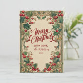 Victorian Holly & Berry Christmas Feestdagenkaart (Staand voorkant)