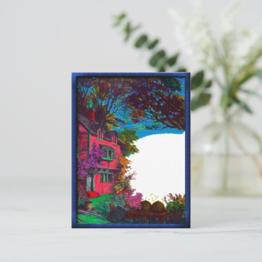 Victorian House Fall Art Postcard Briefkaart (Staand voorkant)