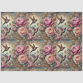 Victorian Hummingbird & Pastel Rose Decoupage Tissuepapier (Voorkant)