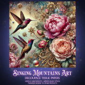 Victorian Hummingbird & Pastel Rose Decoupage  Tissuepapier