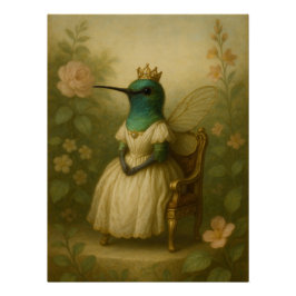 Victorian Hummingbird Queen | Majestic Fairy Bird  Perfect Poster