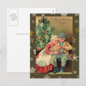 Victorian Illustration on Christmas Cards Feestdagenkaart (Voorkant / Achterkant)
