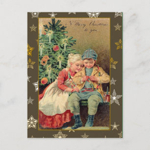 Victorian Illustration on Christmas Cards Feestdagenkaart