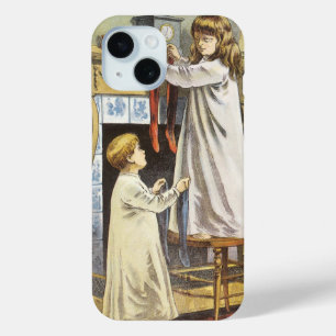 Victorian Kerstmis, Kinderen Kerst Sokken iPhone 15 Case