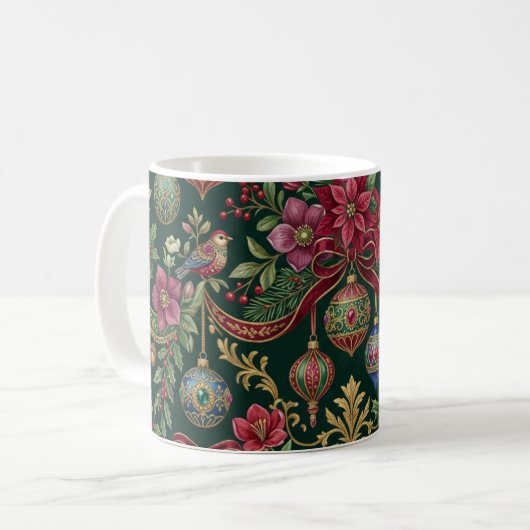 Victorian Kerstschattenmok Koffiemok (Voorkant links)