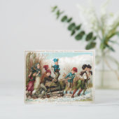 Victorian Kids Bringing Home the Yule Log Briefkaart (Staand voorkant)