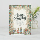 Victorian Koor Prettig Kerstfeest Feestdagenkaart (Staand voorkant)