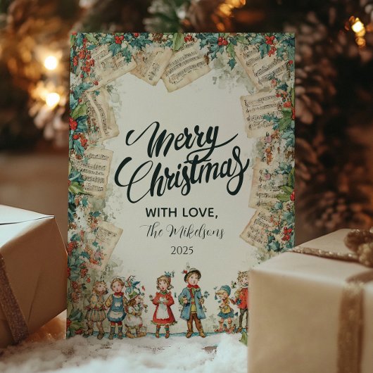 Victorian Koor Prettig Kerstfeest Feestdagenkaart