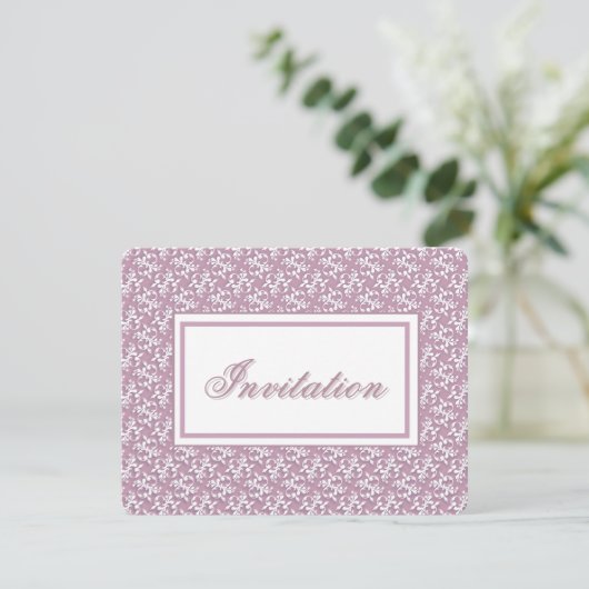 Victorian Lace Pink Invitation Kaart (Staand voorkant)