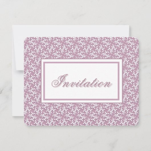 Victorian Lace Pink Invitation Kaart (Voorkant)