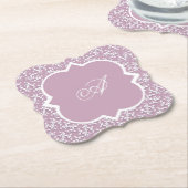 Victorian Lace Pink Monogram Paper Coaster Kartonnen Onderzetters (Gekanteld)