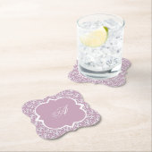 Victorian Lace Pink Monogram Paper Coaster Kartonnen Onderzetters (Insitu)