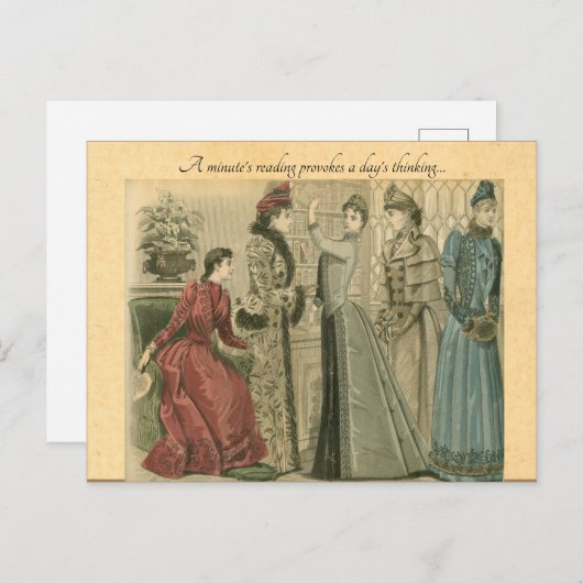 Victorian ladies in library briefkaart (Voorkant / Achterkant)