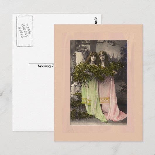 Victorian ladies with flowers in the cemetery post briefkaart (Voorkant / Achterkant)