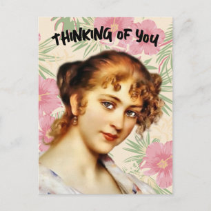 VICTORIAN LADY DENKT AAN U POSTCARD BRIEFKAART