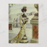 Victorian Lady-Vintage French Fashion-Yellow Dress Briefkaart<br><div class="desc">Beautiful vintage fashion art. Perfect for any Victorian art fan.</div>
