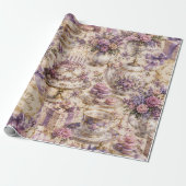 Victorian Lavendel Thee Feest Verjaardag Cadeaupapier (Uitgerold)