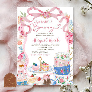 Victorian Lentere Florale Theepartij Baby Shower Kaart