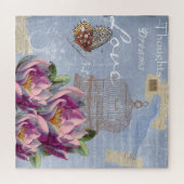Victorian Love Gedachten Dromen Vlinder Vogelkooi Legpuzzel (Horizontaal)