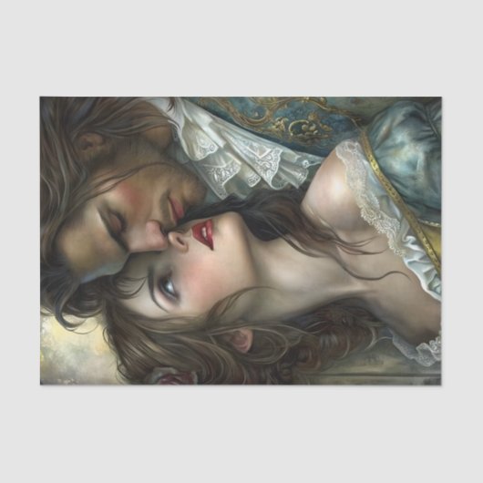 Victorian Lovers Intense Gaze Decoupage Tissuepapier (Voorkant)