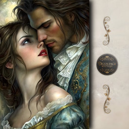 Victorian Lovers Intense Gaze Decoupage Tissuepapier