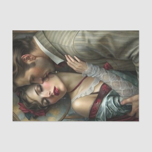 Victorian Lovers Intimate Embrace Decoupage Tissuepapier (Voorkant)