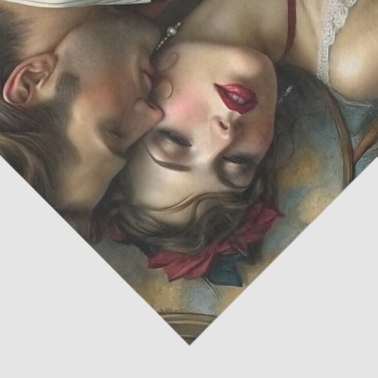 Victorian Lovers Intimate Embrace Decoupage Tissuepapier (Detail)