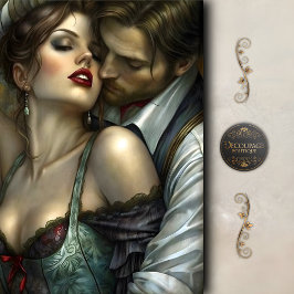 Victorian Lovers Seductive Embrace Decoupage Tissuepapier