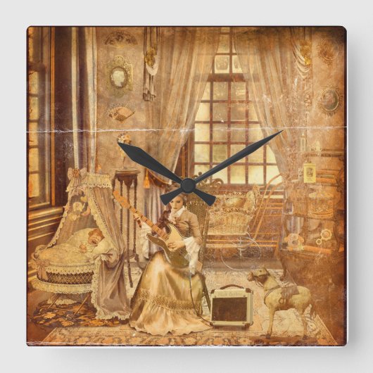 Victorian Lullaby Vierkante Klok (Voorkant)