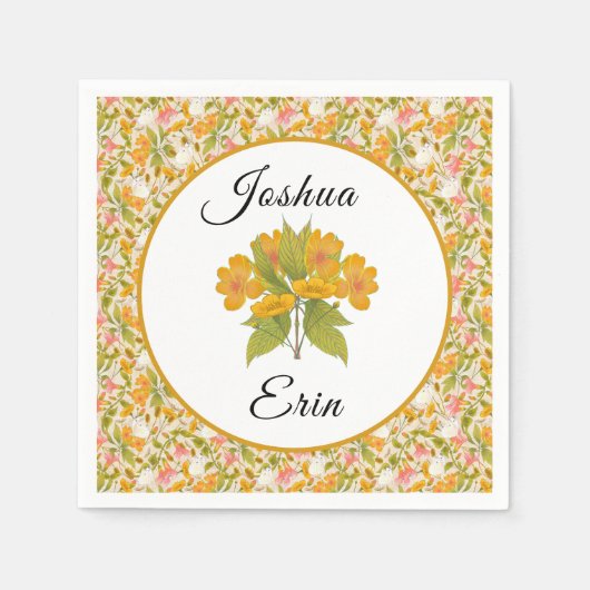 Victorian Meadow yellow napkin Servet (Voorkant)