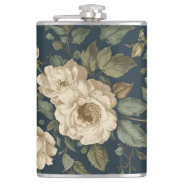 Victorian Navy & Cream Floral Botanical Blanket Heupfles