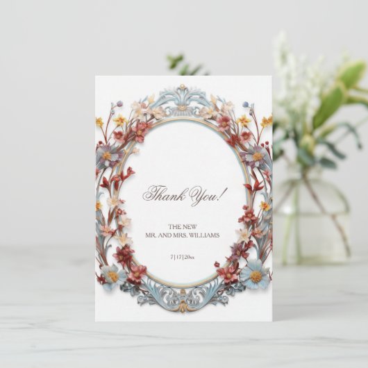 Victorian Oval Frame Thank You Bedankkaart (Staand voorkant)