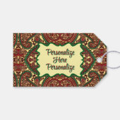 Victorian paisley pattern elegant red green gold cadeaulabel (Voorkant (Horizontaal))