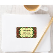 Victorian paisley pattern elegant red green gold etiket