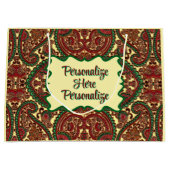 Victorian paisley pattern elegant red green gold groot cadeauzakje (Voorkant)